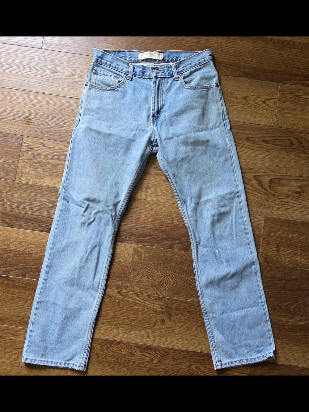 Levis 505 Regular Fit Jeans Mens 30x30 Light Wash Blue Straight Leg Denim